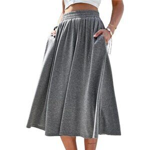 Skirts for Women Midi Length A Line Swing Flowy Skirt with Pockets